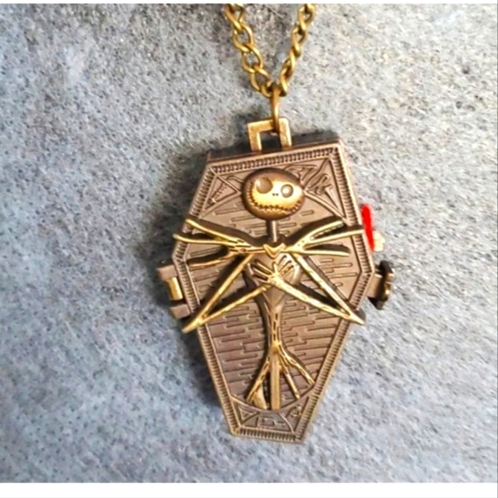 Bronze Jack Skellington Geometric Coffin Pocket/Pendant Watch